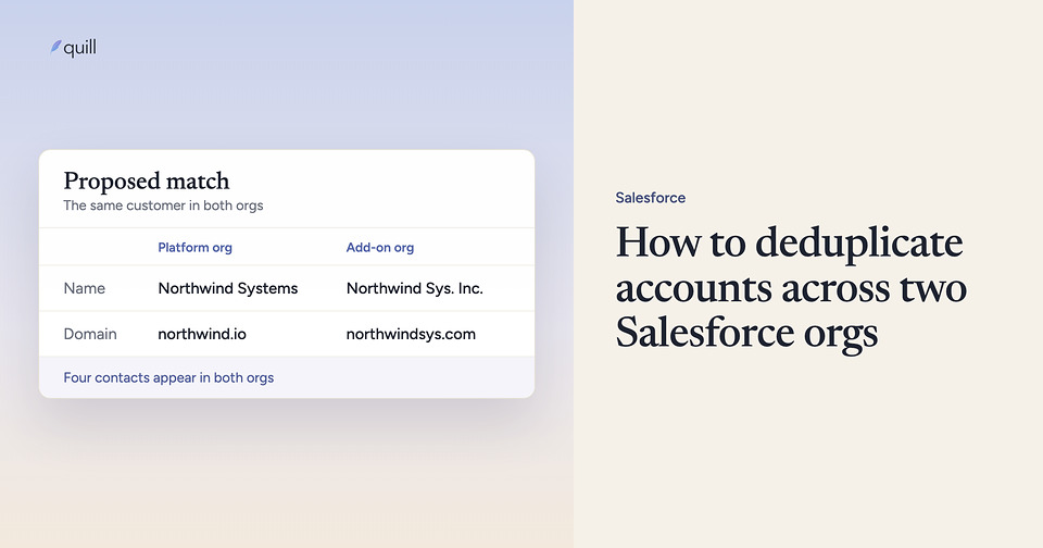 How to deduplicate accounts across two Salesforce orgs